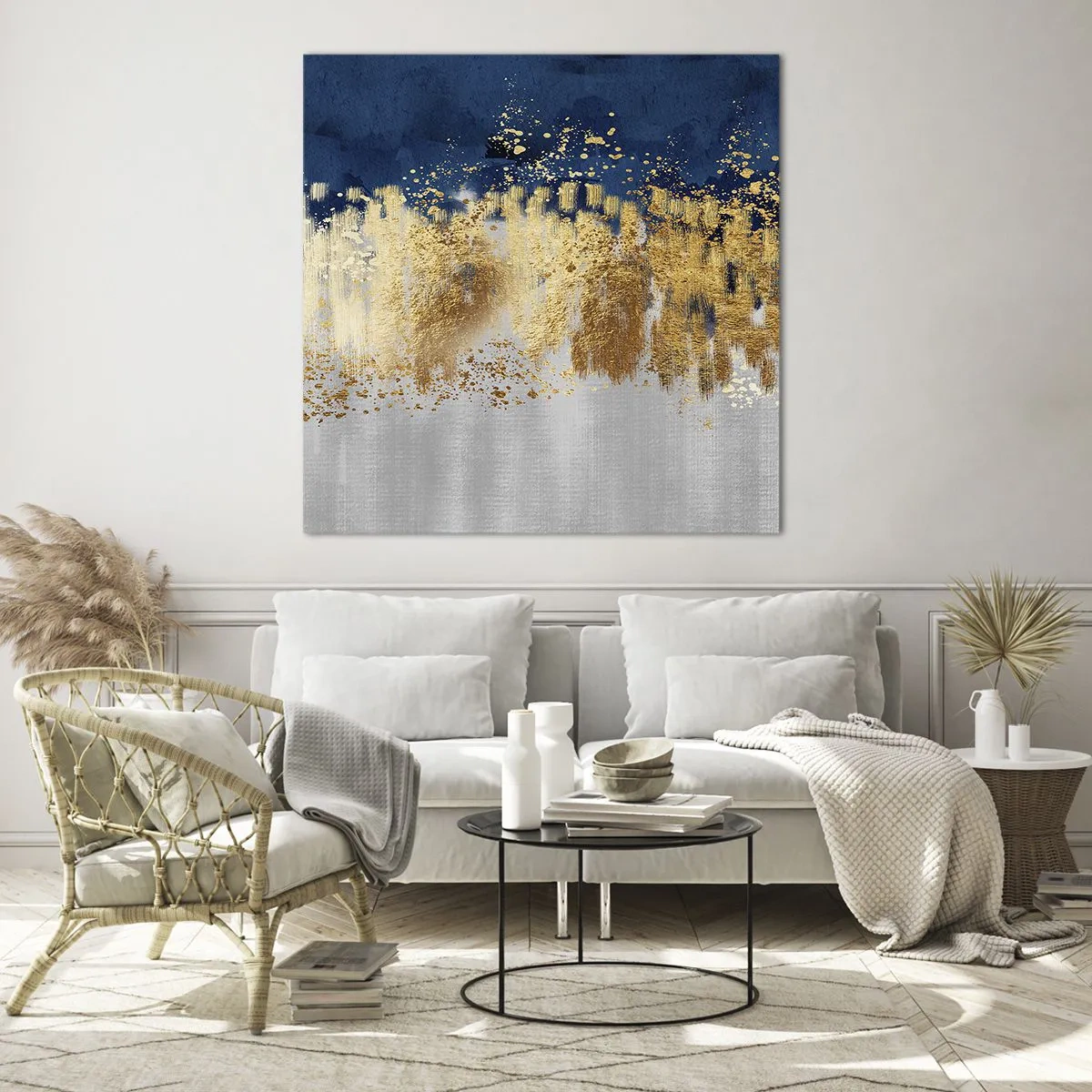 Billede på glas - Moderne komposition med gnist - 40x40 cm