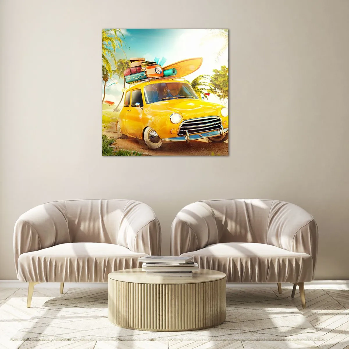 Billede på glas - En rejse for mere end et smil - 30x30 cm