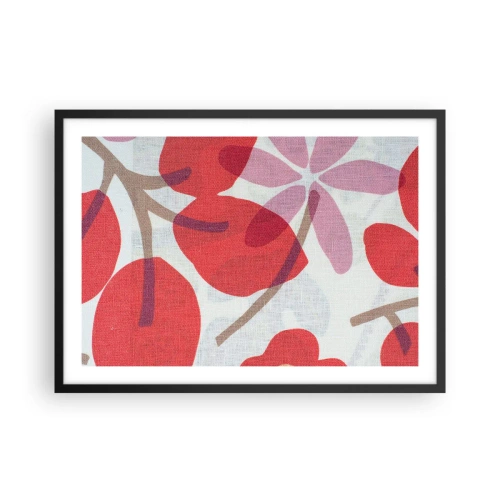 Plakat i sort ramme - Blomsterkomposition i pink - 70x50 cm