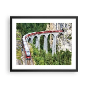 Plakat i sort ramme - Udsigt over bjergene til gengæld - 50x40 cm