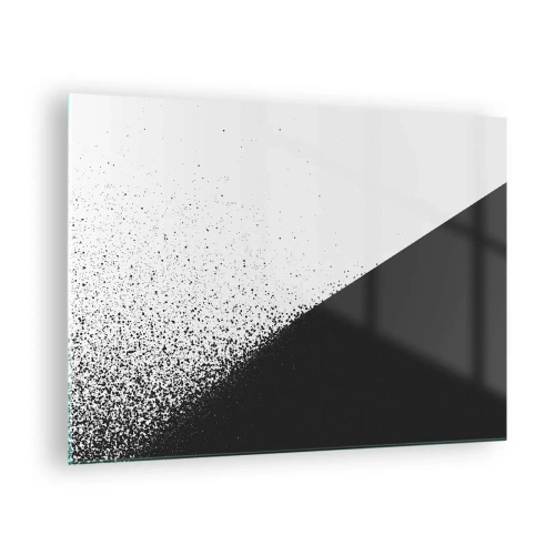Billede på glas - En minimalistisk komposition i sort-hvid med en disintegrationseffekt - 70x50cm - Hurtigere og hurtigere, mere og mere - Moderne vægdekoration til stue og soveværelse ARTTOR