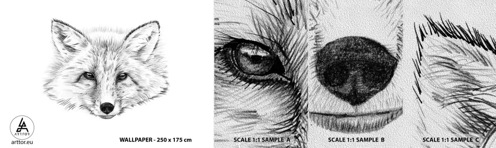 Prøve Fototapet Premium Sand - Kan disse øjne lyve? - Dyr, Ræv, Grafik - 100x30 cm