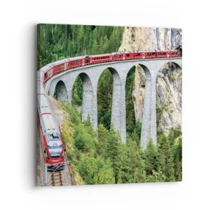 Lærredstryk - Billede på lærred - Udsigt over bjergene til gengæld - 30x30 cm