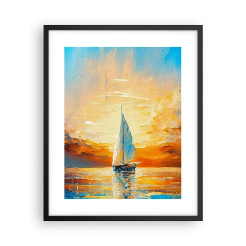 Plakat i sort ramme - Sejler i guld - 40x50 cm