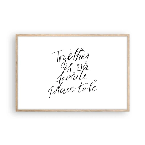 Plakat i ramme af lyst egetræ - Føler du det også? - 91x61 cm