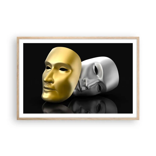 Plakat i ramme af lyst egetræ - Livet er teater - 91x61 cm