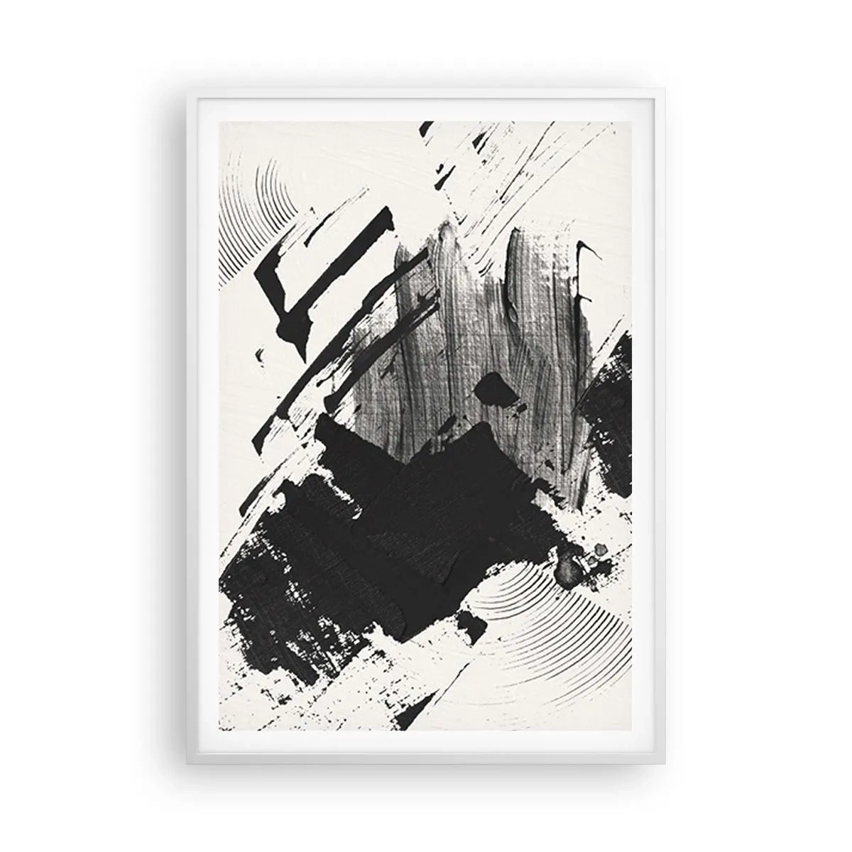 Plakat i hvid ramme - Abstraktion - det sortes udtryk - 70x100 cm