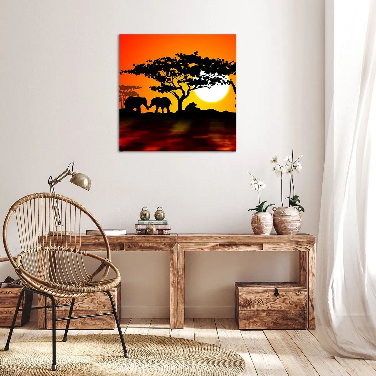 Lærredstryk - Billede på lærred - Møde på savannen - 40x40 cm