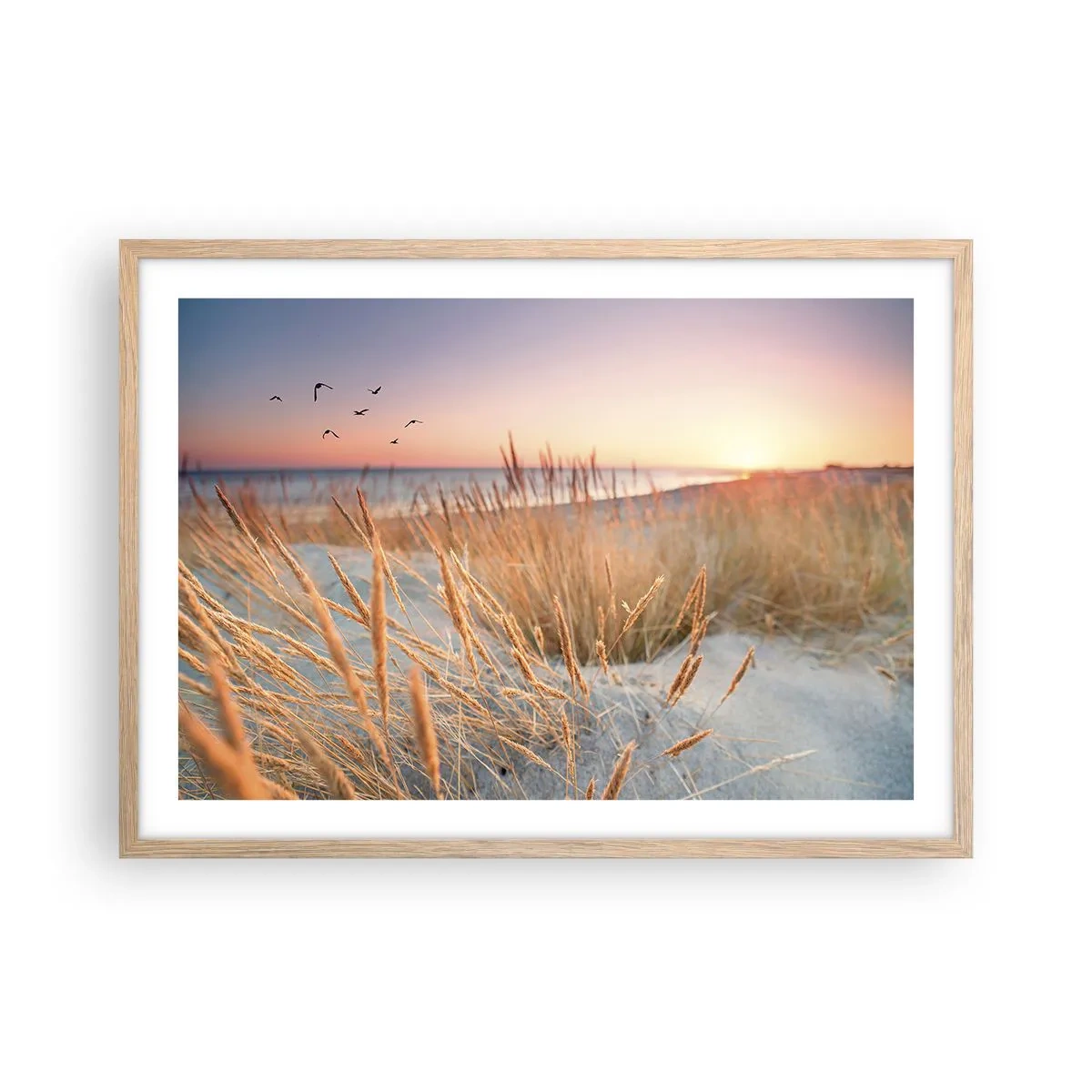 Plakat i ramme af lyst egetræ - Baltisk vuggevise - 70x50 cm