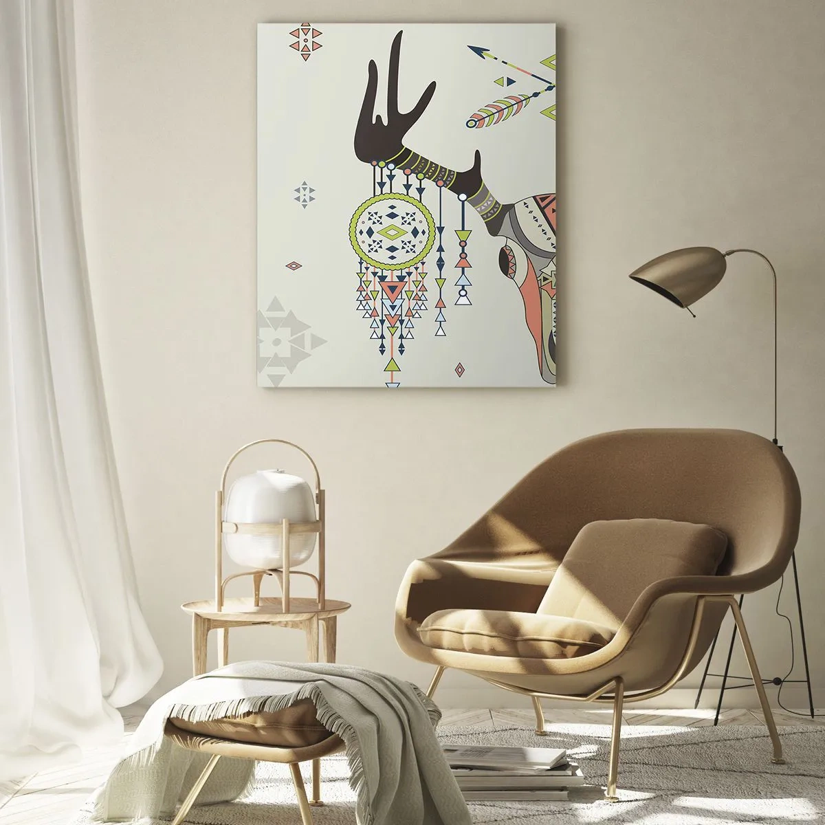 Billede på glas - Indiansk jægers trofæ - 80x120 cm