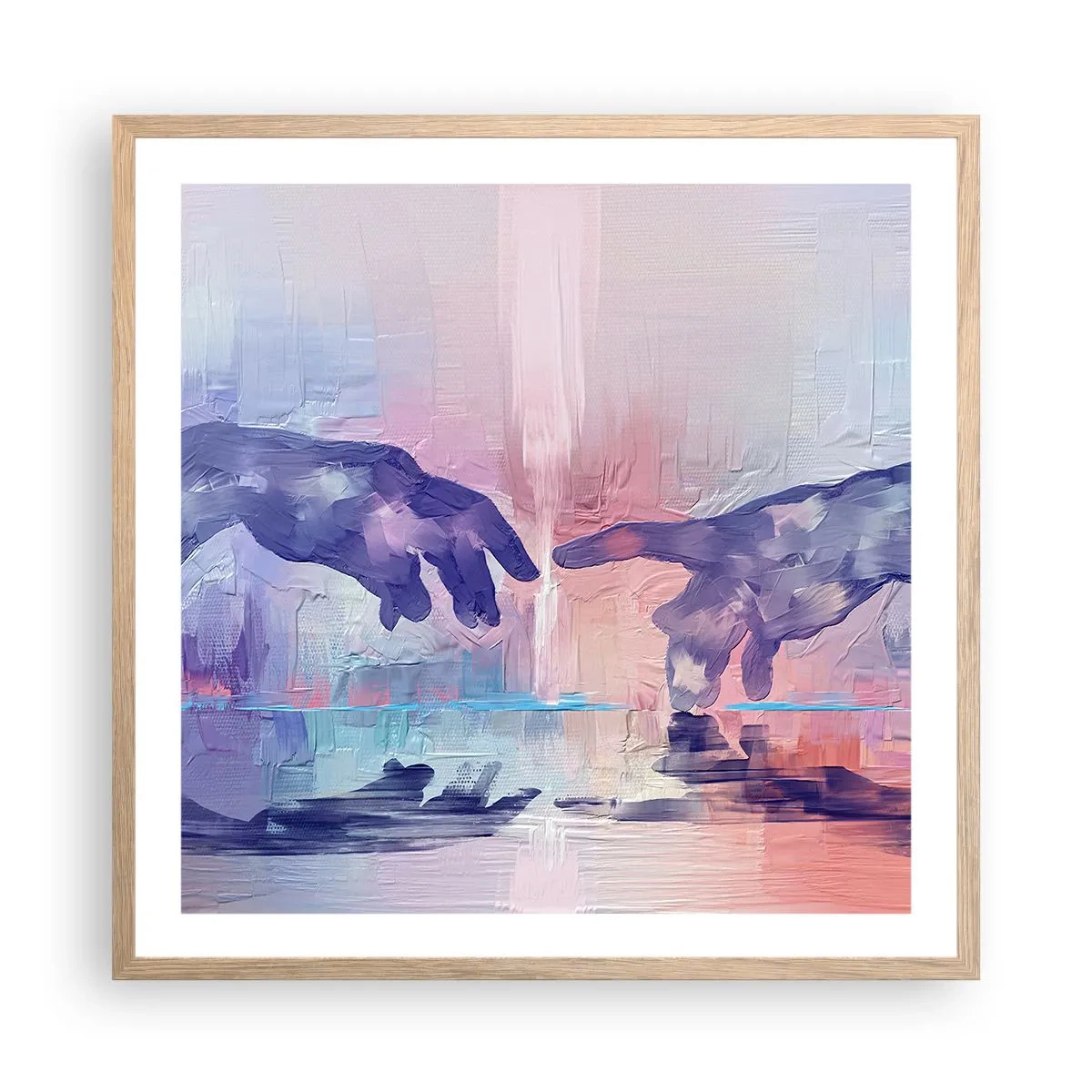 Plakat i ramme af lyst egetræ - Den guddommelige gnist af liv - 60x60 cm