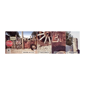 Prøve Fototapet Premium Canvas - Og tiden er stoppet - Vejskilt, Rute 66, USA - 100x30 cm