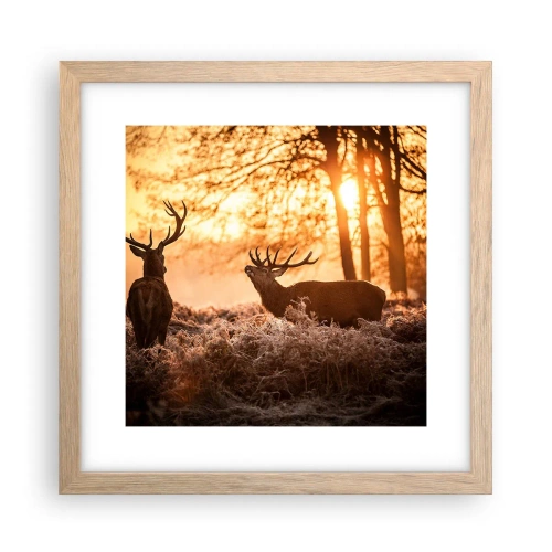 Plakat i ramme af lyst egetræ - En jægerdrøm - 30x30 cm
