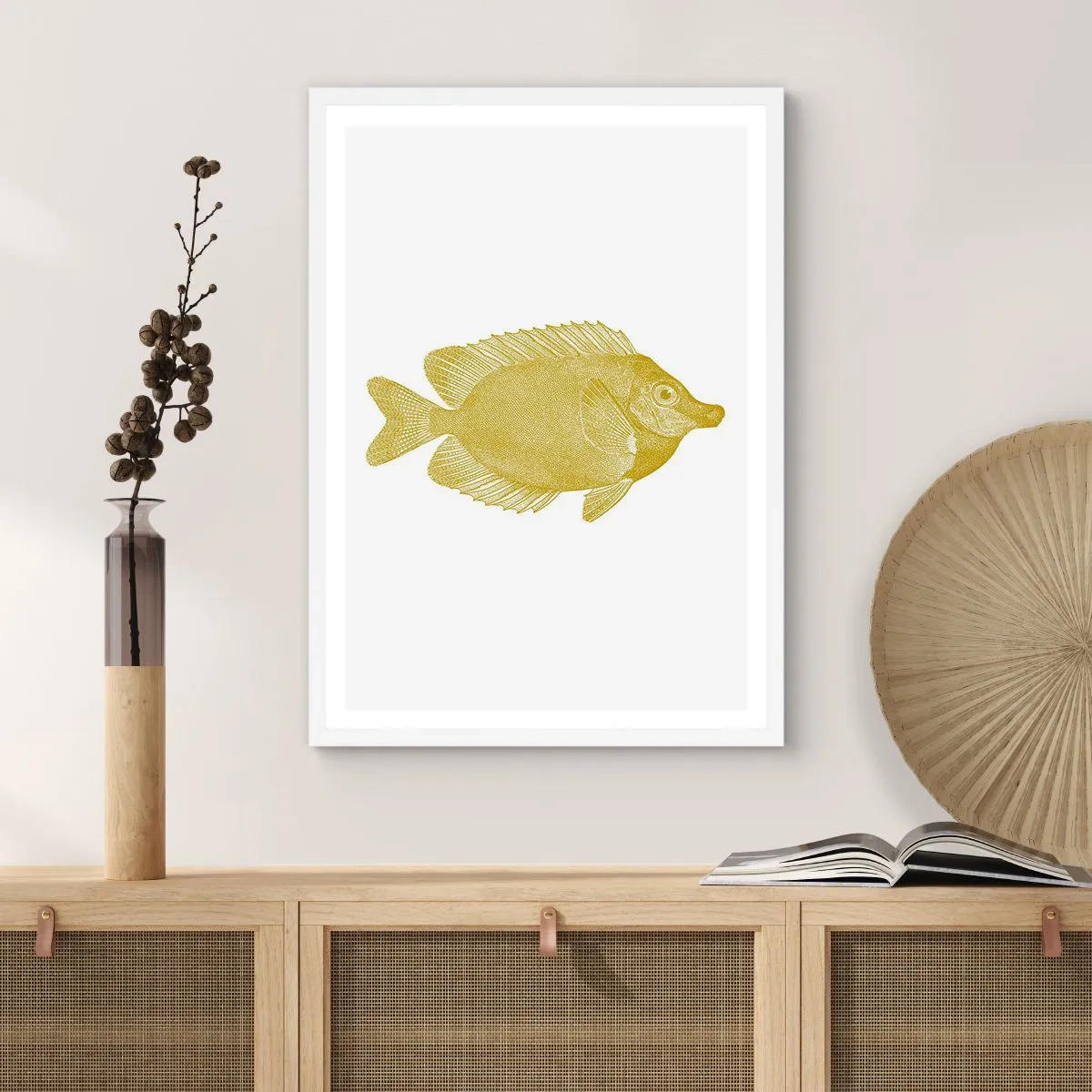 Plakat i hvid ramme - Fisk og det er det - 70x100 cm
