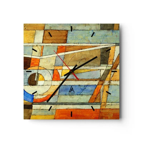Vægur, Uret - Kubisme på en byggeplads - 30x30 cm