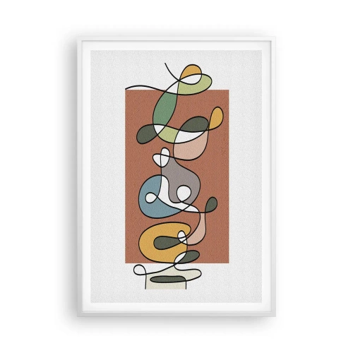 Plakat i hvid ramme - Abstraktion: et farverigt virvar - 70x100 cm