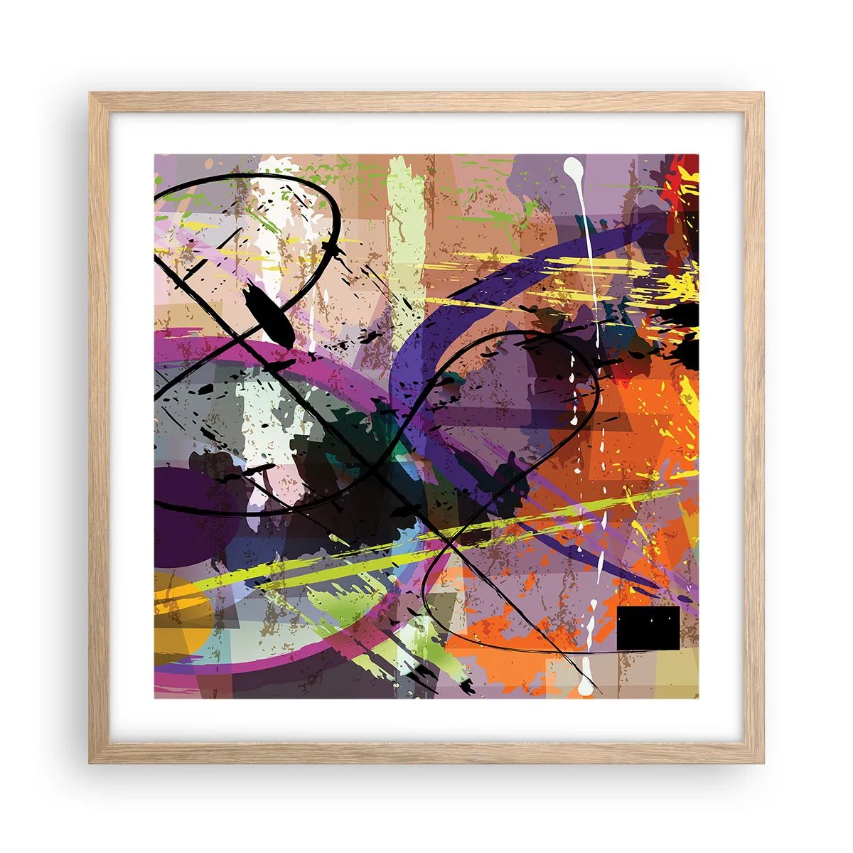 Plakat i ramme af lyst egetræ - Kan være lige eller rundt - 50x50 cm