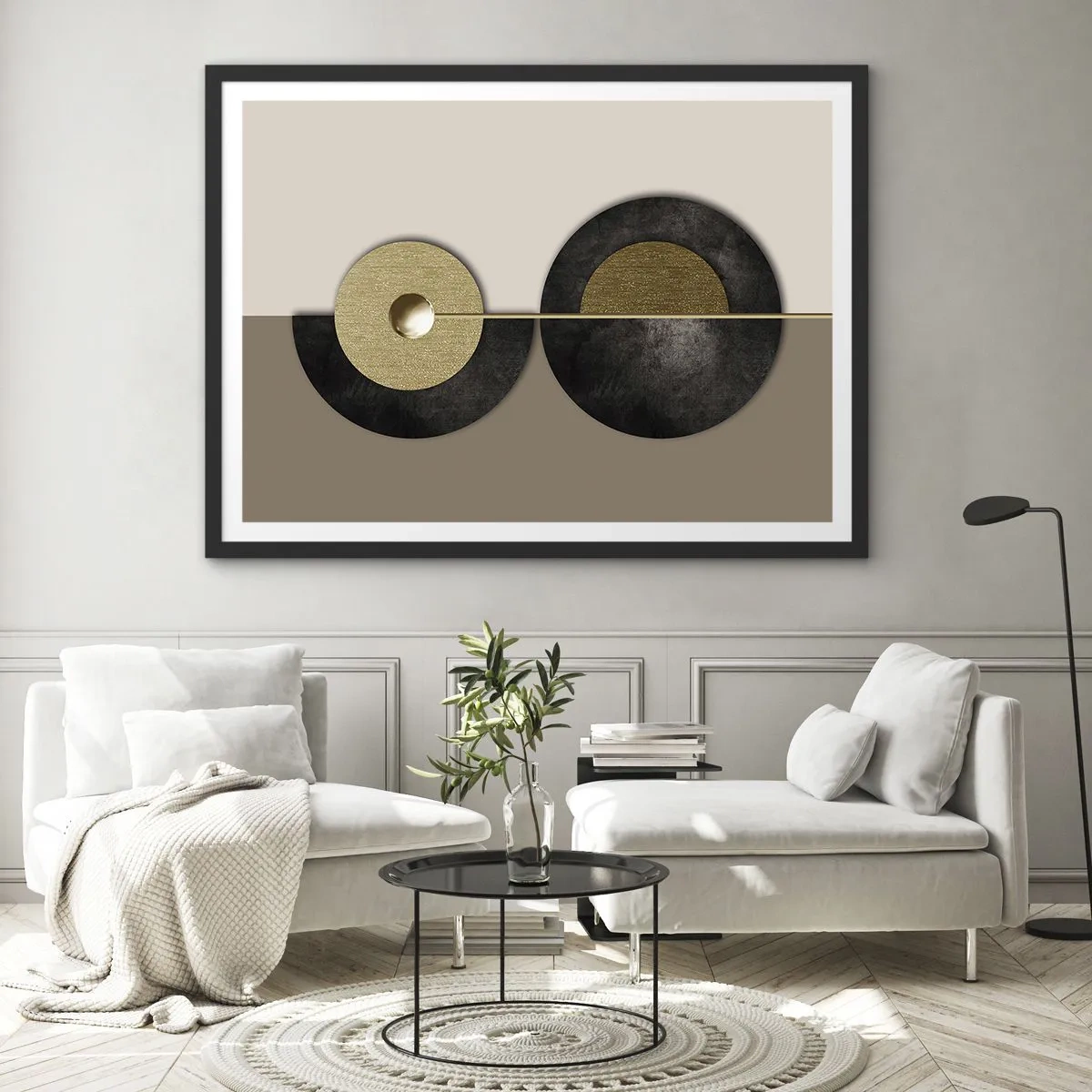 Plakat i sort ramme - Variationer omkring en cirkel - 70x50 cm