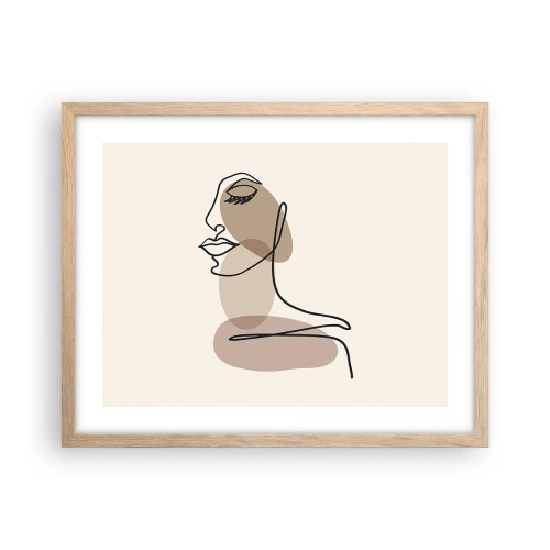Plakat i ramme af lyst egetræ - En vis linje af skønhed - 50x40 cm