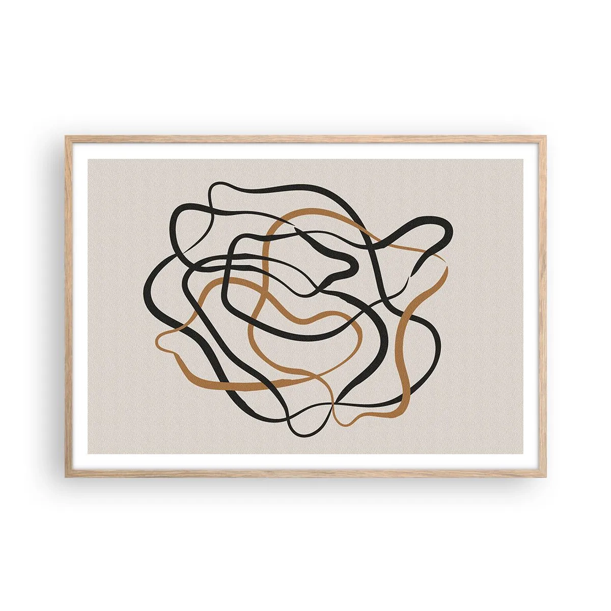 Plakat i ramme af lyst egetræ - Alt er gået galt - 100x70 cm