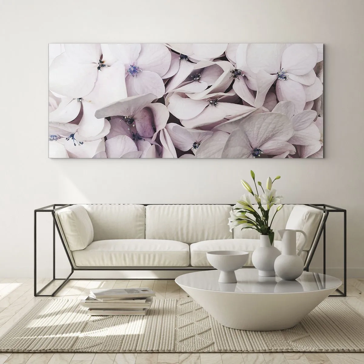 Billede på glas - I en flod af blomster - 140x50 cm