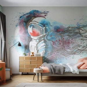 Fototapet Premium Sand - Alene med kosmos - Astronaut, Kosmonaut, Abstraktion - 400x280 cm