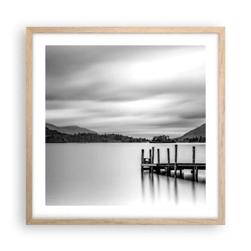 Plakat i ramme af lyst egetræ - Mildhed og styrke - 50x50 cm