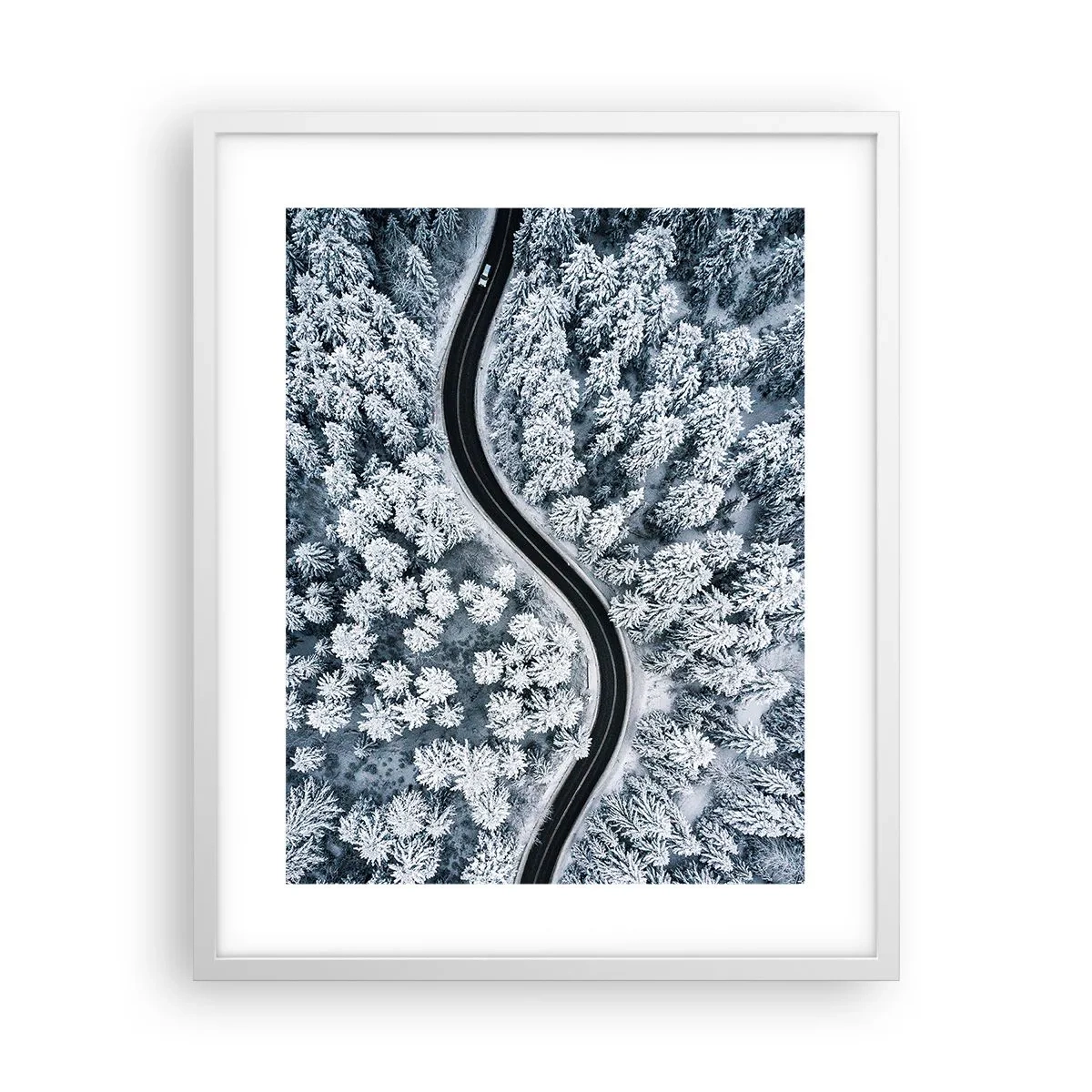 Plakat i hvid ramme - Gennem en vinterskov - 40x50 cm