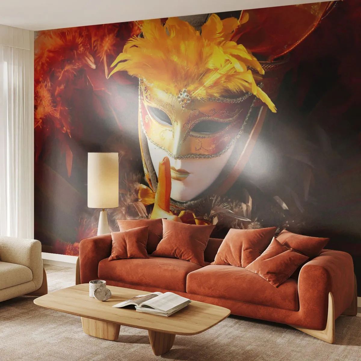 Fototapet Premium Sand - Mystik er en del af spillet - Venetiansk maske, Stykke, Venedig - 100x70 cm