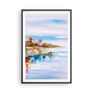 Plakat i sort ramme - Flerfarvet urban havn - 61x91 cm