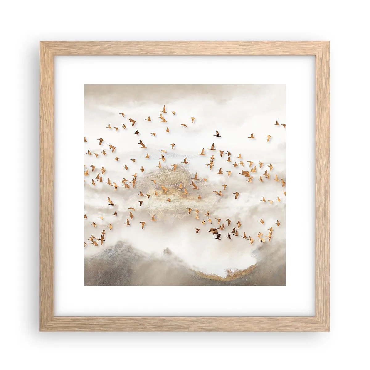 Plakat i ramme af lyst egetræ - Det er på tide... - 30x30 cm