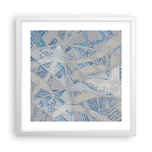 Plakat i hvid ramme - I en gråblå labyrint - 40x40 cm