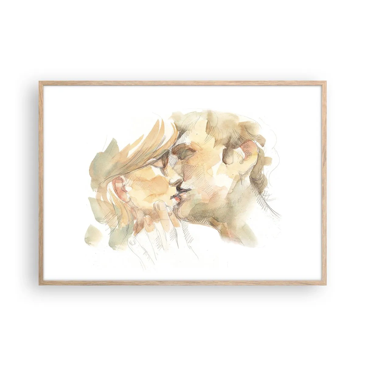 Plakat i ramme af lyst egetræ - Den fundne halvdel? - 100x70 cm