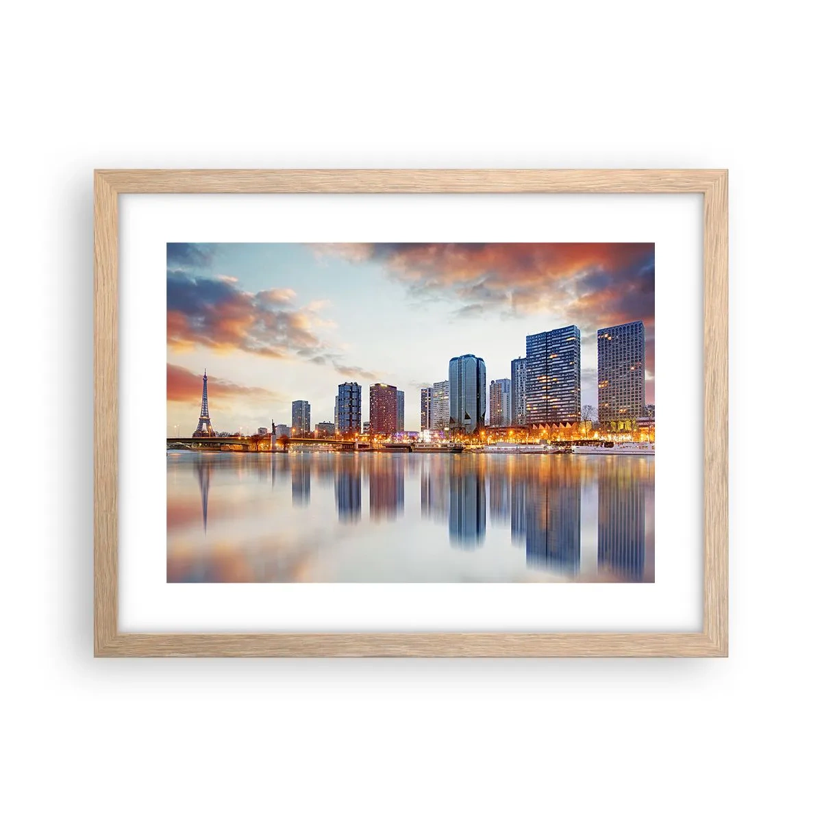 Plakat i ramme af lyst egetræ - Den monumentale ro i Paris - 40x30 cm