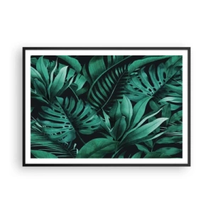 Plakat i sort ramme - Dyb tropisk grøn - 100x70 cm