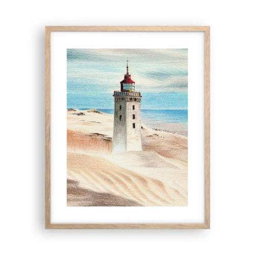 Plakat i ramme af lyst egetræ - Altid med blikket rettet mod havet - 40x50 cm