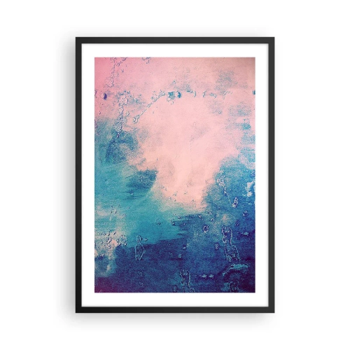 Plakat i sort ramme - Abstrakt komposition i blå og lyserøde farver - 50x70cm - Blå omfavnelse - Moderne vægdekoration til stue og soveværelse ARTTOR