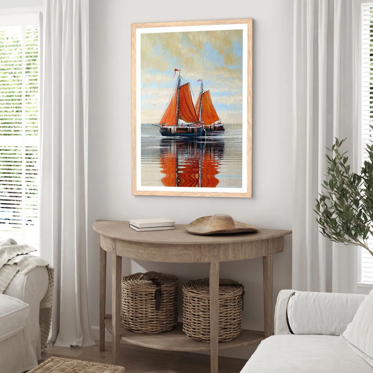 Plakat i ramme af lyst egetræ - Hey, sejl, sømand.... - 70x100 cm