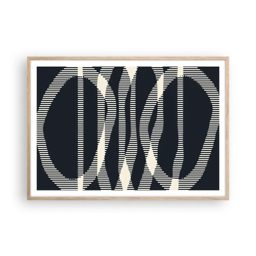 Plakat i ramme af lyst egetræ - Forsøg på at bryde igennem mørket - 100x70 cm