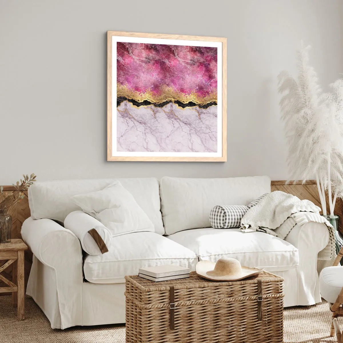 Plakat i ramme af lyst egetræ - På grænsen - 40x40 cm