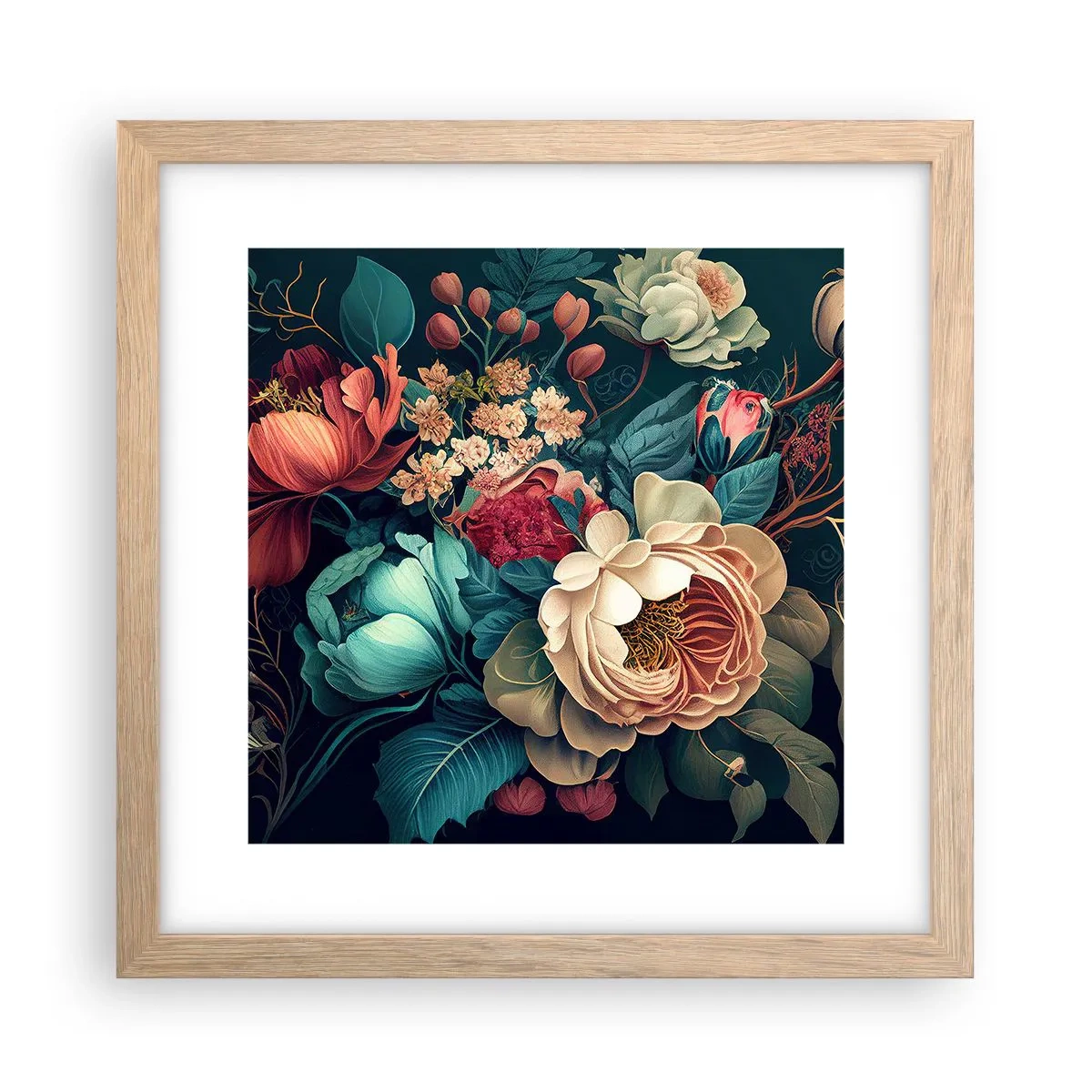 Plakat i ramme af lyst egetræ - Charme fra det 19. århundrede - 30x30 cm