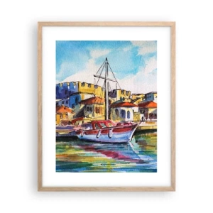 Plakat i ramme af lyst egetræ - Regnbue eftermiddag - 40x50 cm