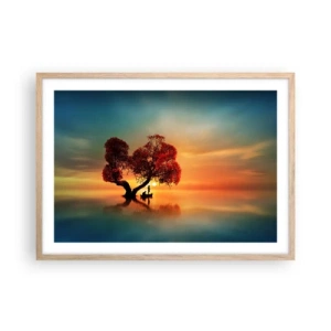 Plakat i ramme af lyst egetræ - Fjern og tavs verdensløshed - 70x50 cm