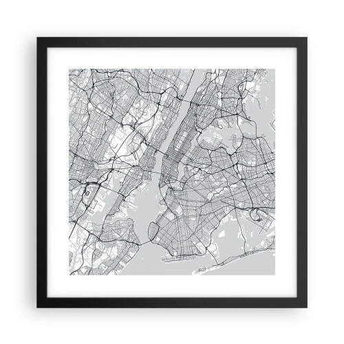 Plakat i sort ramme - Anatomi af en storby - 40x40 cm