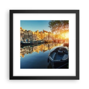 Plakat i sort ramme - Morgen i Amsterdam - 30x30 cm