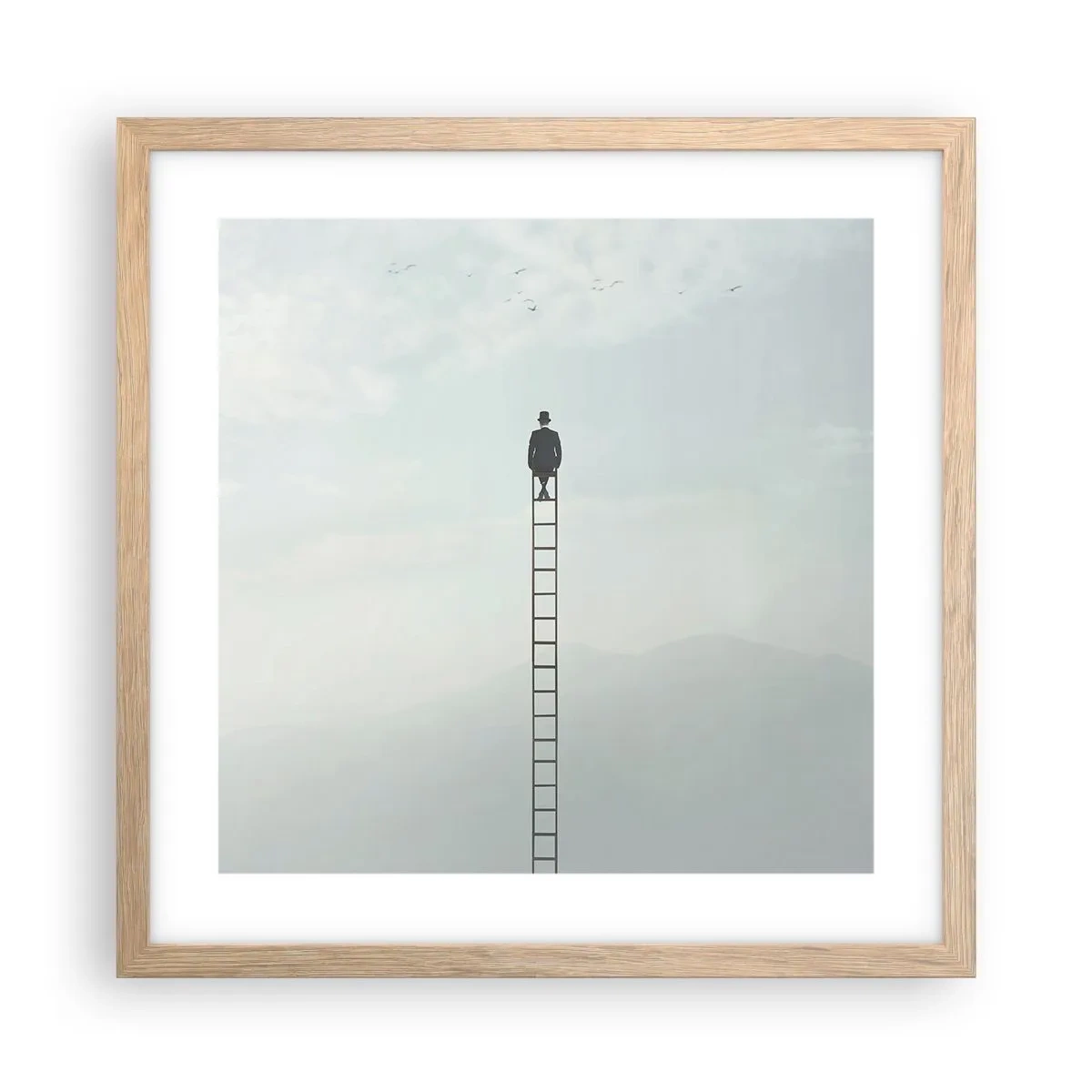 Plakat i ramme af lyst egetræ - Stig yderligere - 40x40 cm