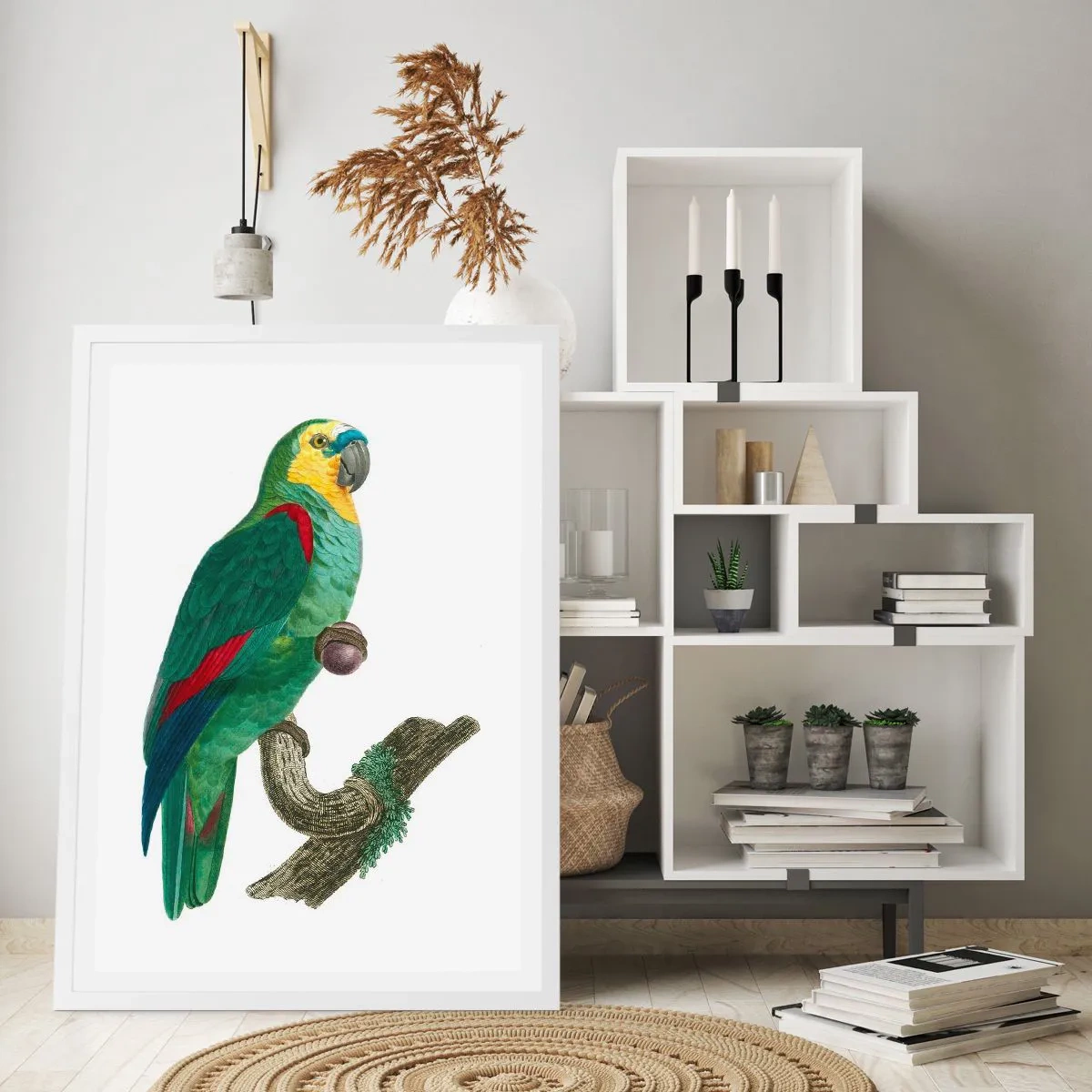 Plakat i hvid ramme - Papegøjeportræt - 40x50 cm