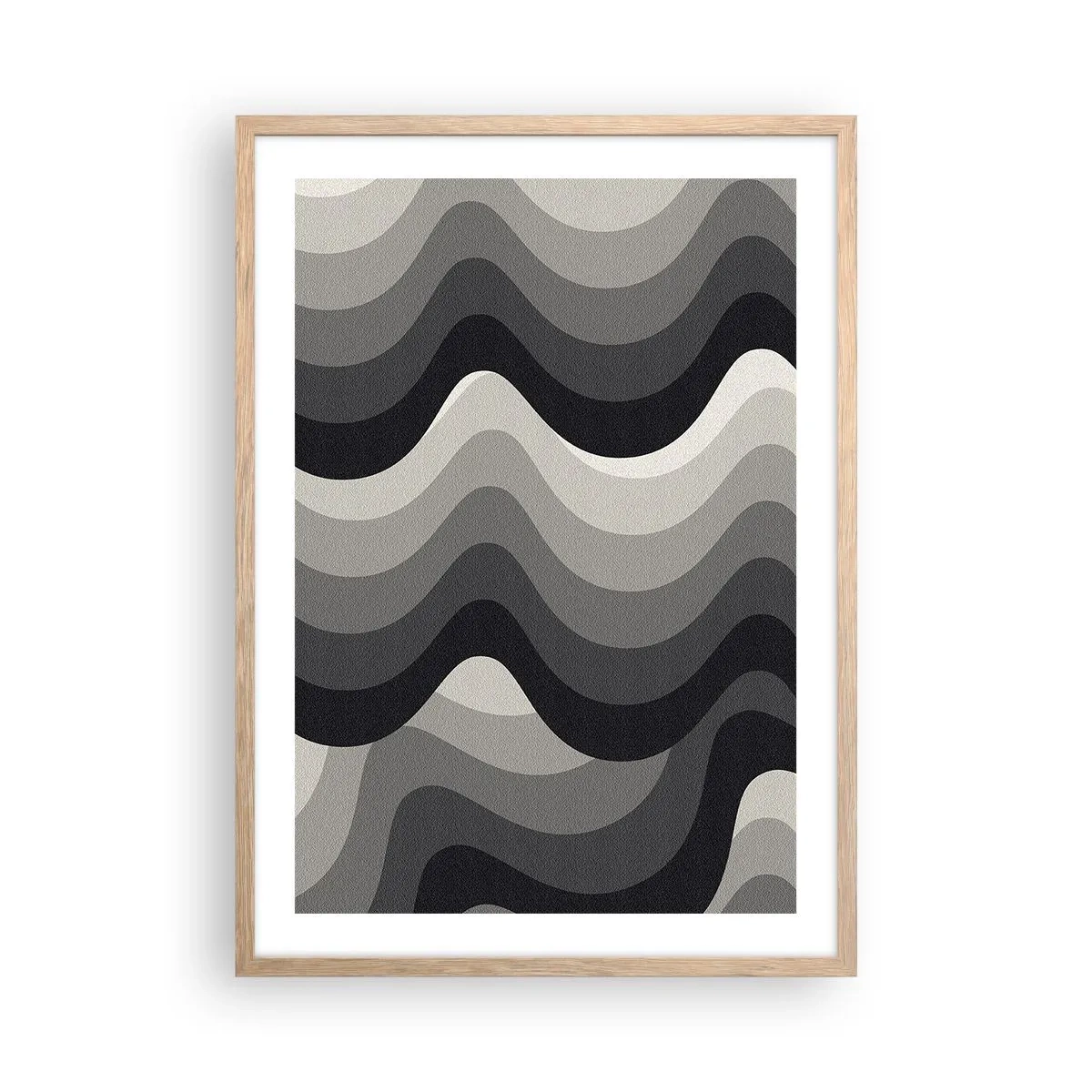 Plakat i ramme af lyst egetræ - Bølge efter bølge - 50x70 cm