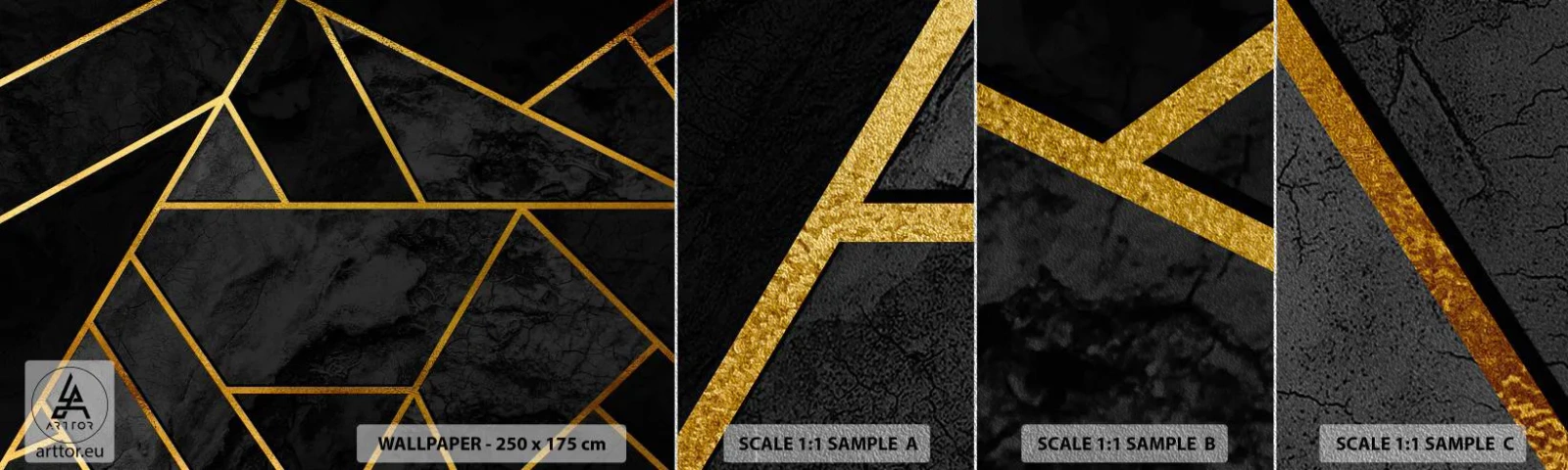 Prøve Fototapet Premium Sand - Mørke og lys - Abstraktion, Stykke, Moderne mønster - 100x30 cm