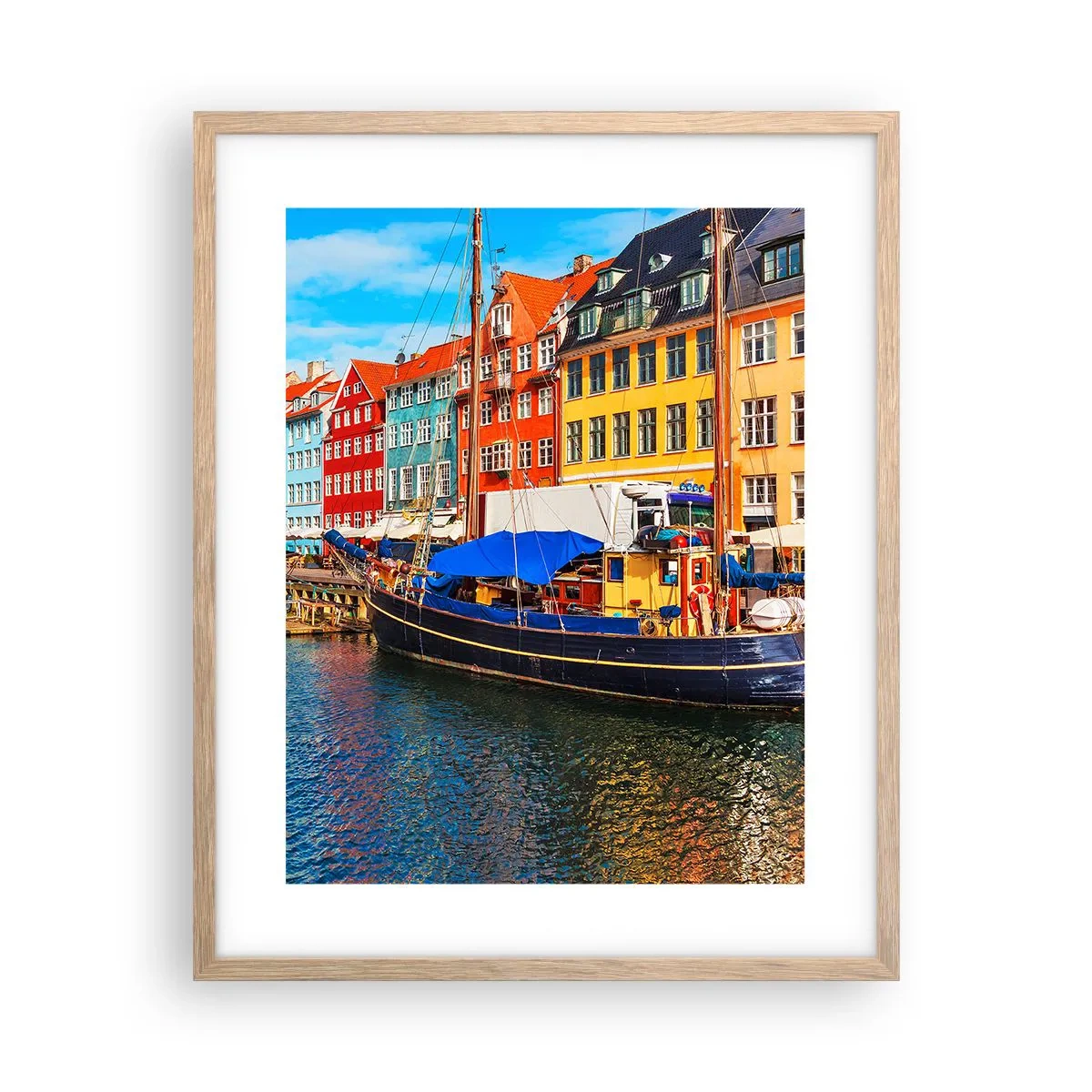 Plakat i ramme af lyst egetræ - Glædelig kaj - 40x50 cm
